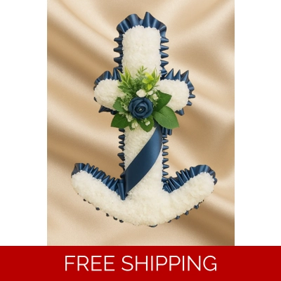 Navy Blue Anchor Funeral Tribute – Symbol of Strength and Remembrance